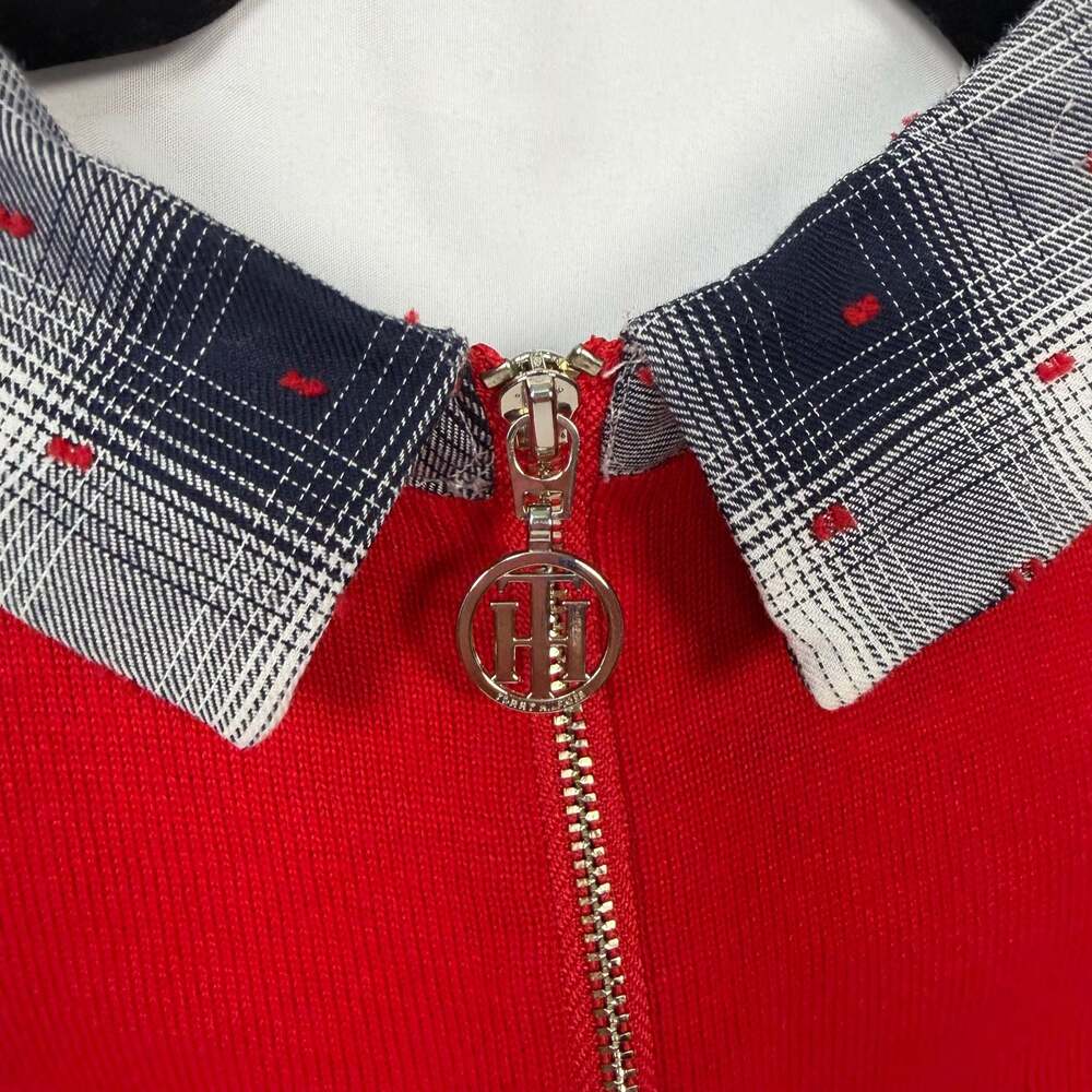 Tommy Hilfiger Red Plaid Layered Look Sweater Size S/P - Picture 5 of 8